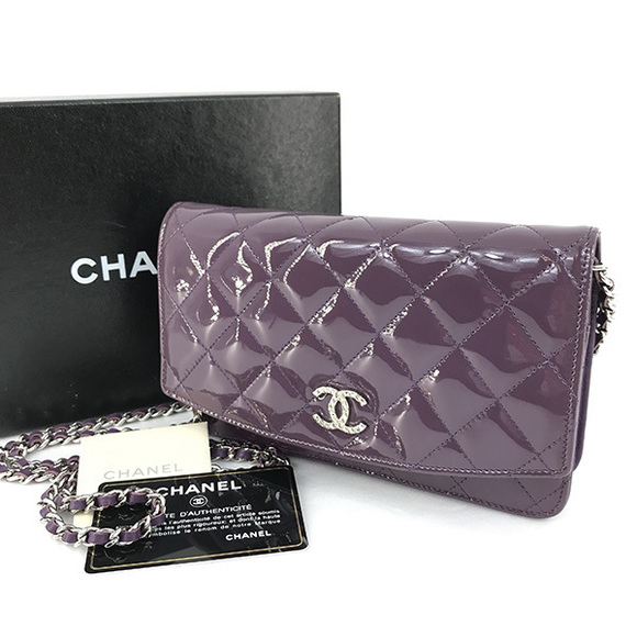 Chanel Enamel Hardware Shoulder Brilliant Chain Matelasse Bag Silver Purple - Picture 1 of 1